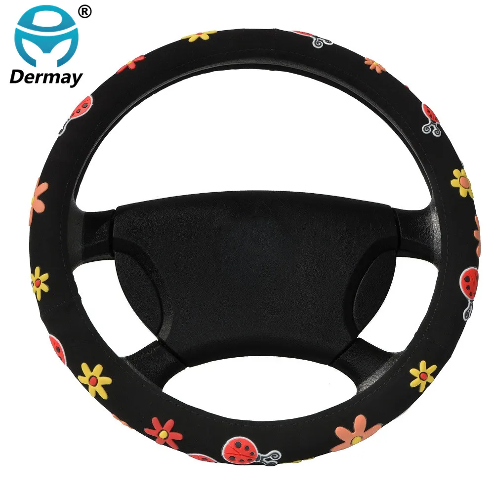 

CUTE STEERING WHEEL COVERS Beatles Flowers Fit Steering-Wheel 14-15" (37-38.5CM) Car Accessories For Girls Female Personalized
