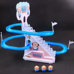 Электрический гоночной трассе игрушка мультфильм свинья восхождение лестницы раздвижные трек набор музыка Дети Рождественские подарки