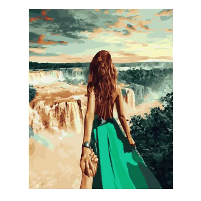 

RIHE Lover Travel Hand Painted Oil Paintings Canvas Wall Art Modern Abstract Artwork Painting For Living Room Home Decoration