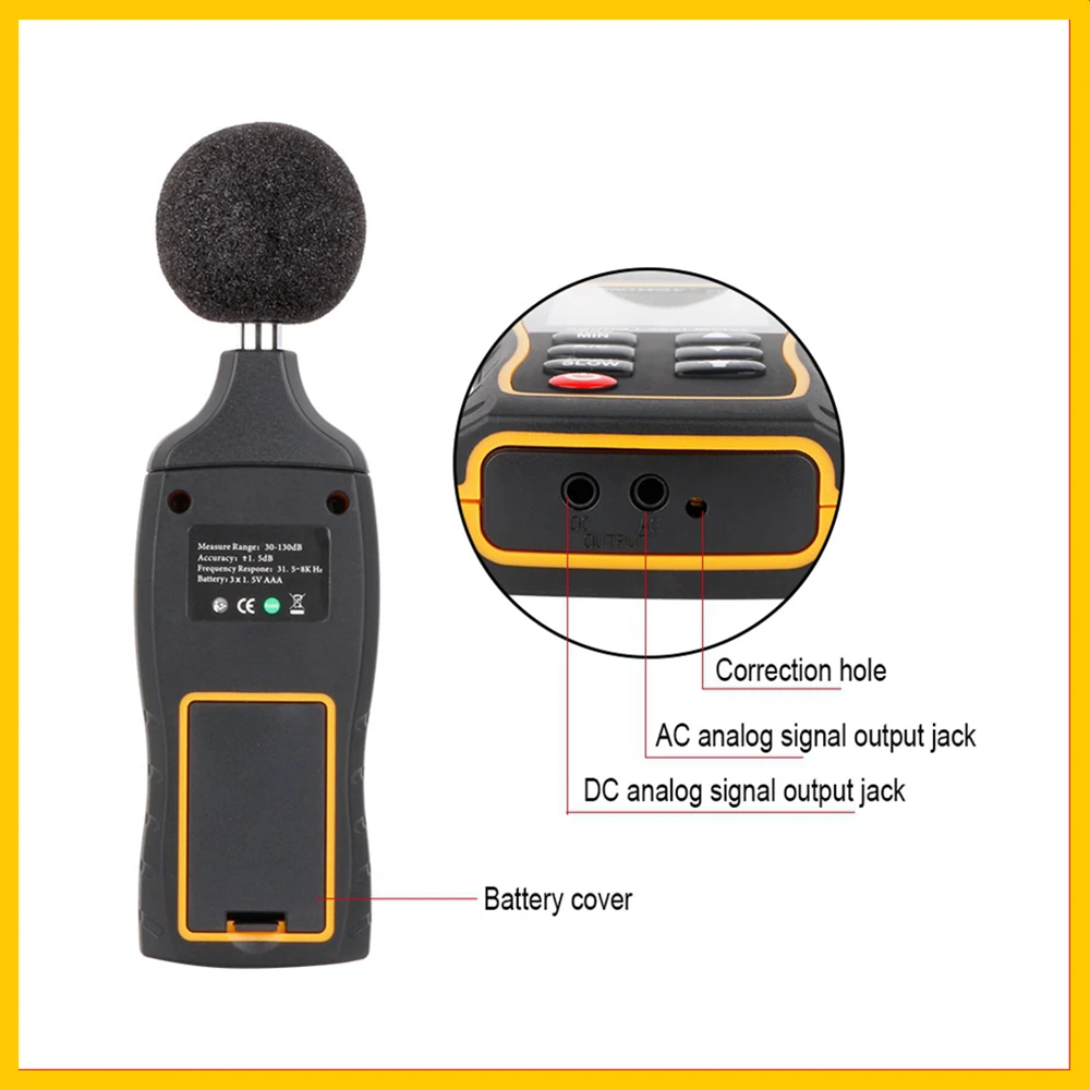 SNDWAY lcd цифровой измеритель уровня шума, точность, цифровой измеритель уровня звука, подсветка, тестер шума, SW-523