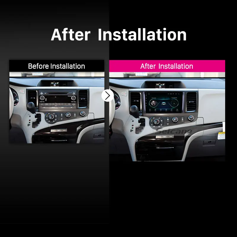 Excellent Seicane Android 8.1 HD 2Din 9" Car Stereo For Toyota Sienna 2009 2010 2011 2012-2014 Head Unit GPS Player SWC Rear Camera DVR 5