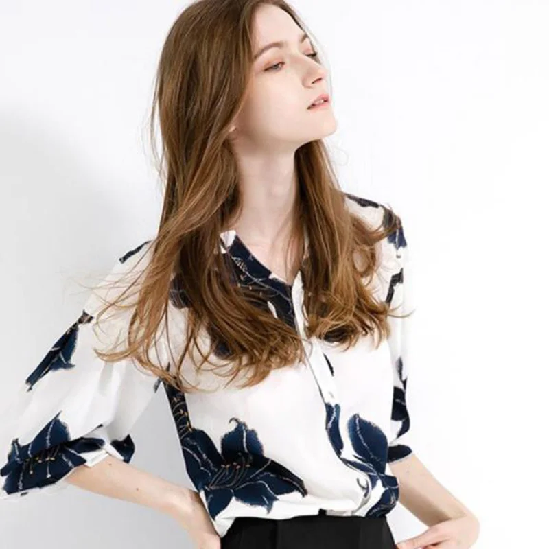 Print Chiffon Blouse Ladies Tops And Blouses 2019 Fashion Girl Clothing Plus Size Streetwear Cotton Loose Harajuku Summer
