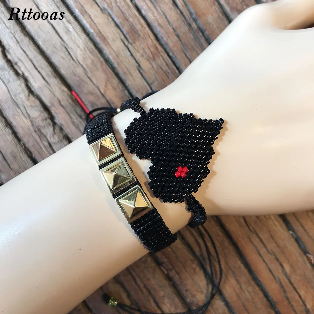 

Rttooas Love Heart Bracelet Fashion Punk Jewelry Accessories Bracelet 2019 Women Handmad Delicas Bead Bracelet