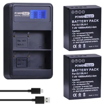 PowerTrust 2Pcs BLH-1 BLH1 BLH 1 Replacement Battery and LCD USB Dual Charger for Olympus E-M1 Mark II Camera
