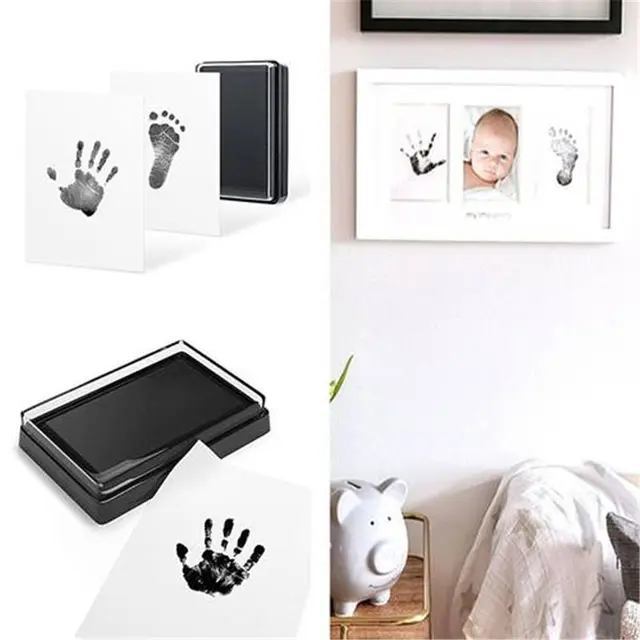 2018 Photo Frame Kit Newborn Baby Handprint and Footprint with Clean Touch Ink Pad