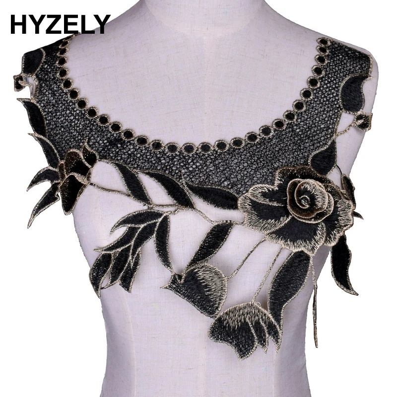 1 Piece Gold Black Fake Neckline Lace Collar Gold Color for Garment ...