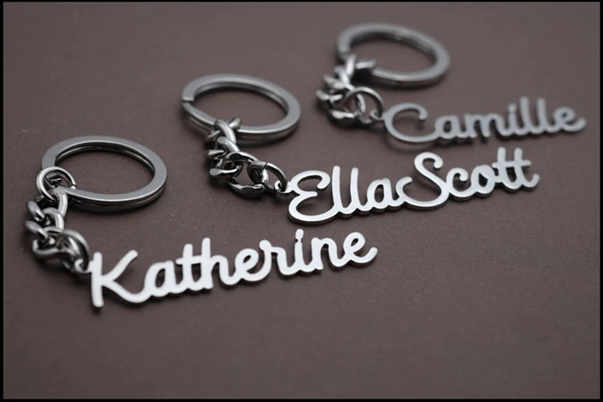 

Personalized Name Keychain Stainless Steel Custom Arabic Letters Nameplated Keychains Women Men Handmade Jewelry Birthday Gift