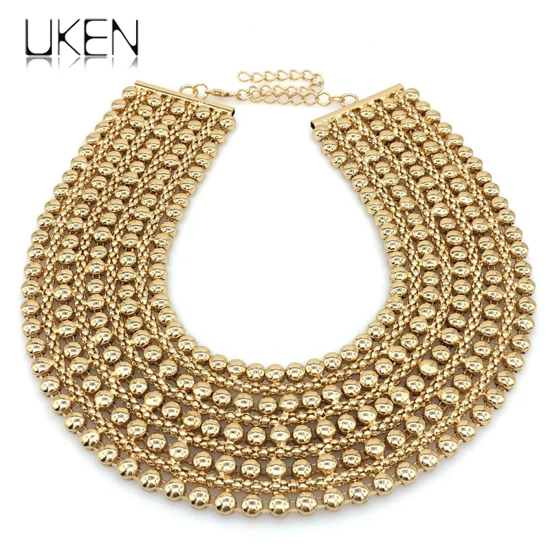 UKEN Metal Beads Chunky Maxi Necklaces For Women 2018 Fashion Choker Collar Statement Necklace Vintage Jewelry Wedding Party UKEN Metal Beads Chunky Maxi Necklaces For Women 2018 Fashion Choker Collar Statement Necklace Vintage Jewelry Wedding Party