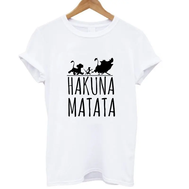 Hakuna Matata футболка с буквенным принтом Homme Летняя женская футболка с коротким рукавом размера плюс Женский Повседневный Топ из хлопка