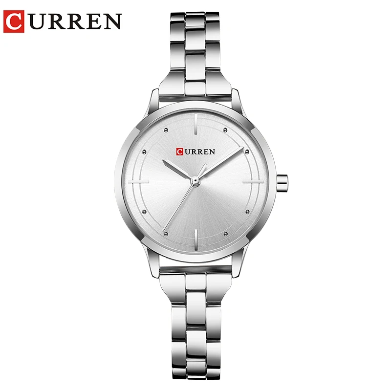 CURREN женские наручные часы, горячая Распродажа Модные Кварцевые женские наручные часы из нержавеющей стали ЖЕНСКИЕ НАРЯДНЫЕ Часы Montre Femme reloj mujer - Цвет: silver