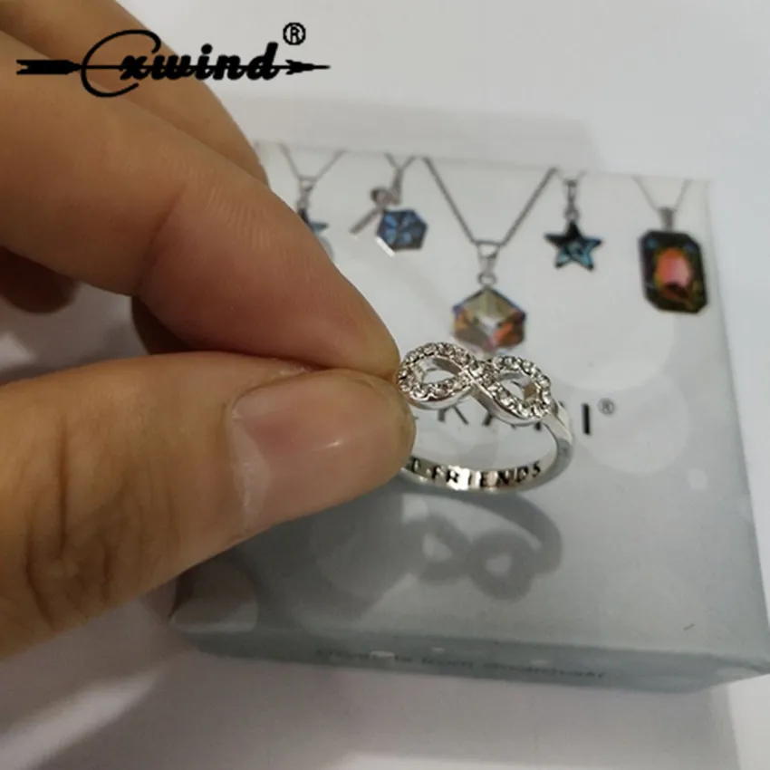 

Cxwind Custom Letter Best Friend Rings Fashion Love Infinity Ring for women Girl Gift CZ Luckly 8 Ring Geometric Design Jewelry