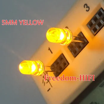 

Free shipping 1000pcs/lot Transparent Round LED 5MM Yellow LED light emitting diode F5mm Yellow LED 585-590NM 2.0-2.2V 20MA LAMP