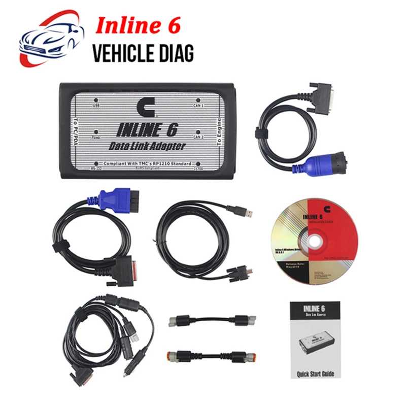 

Free DHL INLINE 6 Data Link Adapter Heavy Duty Diagnostic Tool Scanner Full Set with 8 cable Truck Diagnostic interface inline 6