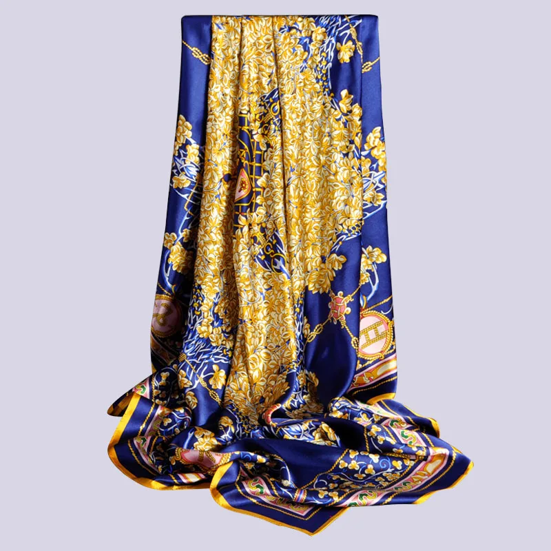 Ханчжоу натуральный шелковый шарф квадратный 110*110 см роскошная шелковая накидка, шали для дам с принтом хиджаб квадратные шелковые шарфы - Цвет: Color 8