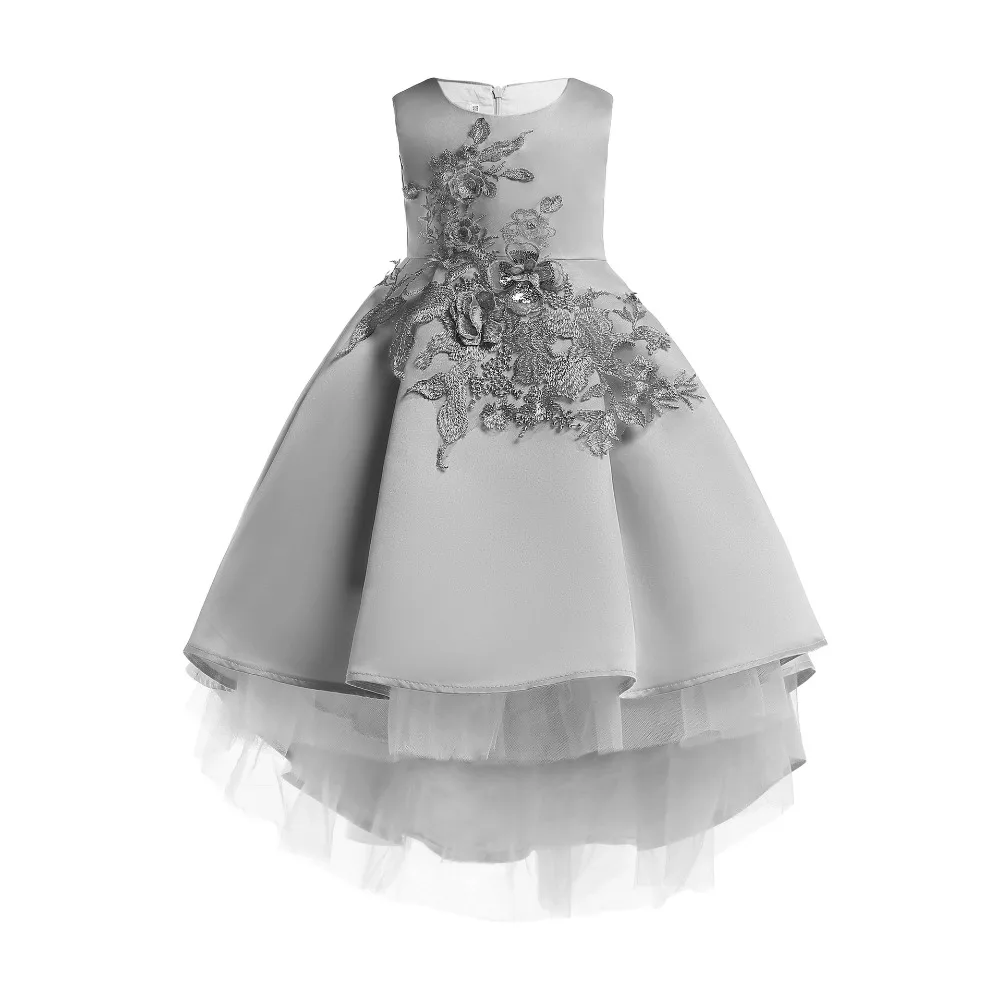 

Little Girl Clothes Appliques High Low Princess Dress Kids Clothes Elegant Prom Puffy Ball Gowns Children Children Clothing