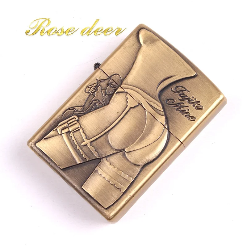 

Fashion Retro Metal Carving Kerosene Oil Fire Lighter Unique Gasoline Cigarette Lighter Handicrafts Decoration Best gift