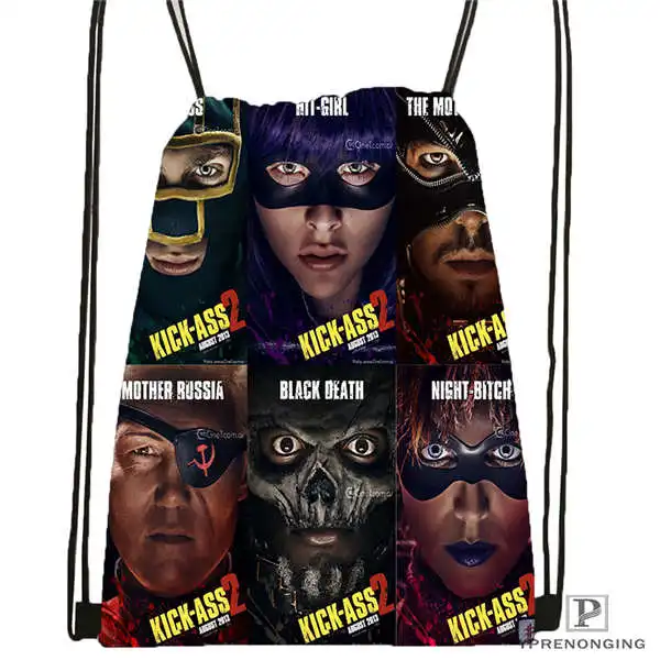 Drawstring Backpack Custom kick-ass походная сумка на шнурке Cute Daypack дети ранец(черный Назад) 31x40 cm#2018611-4 - Цвет: Drawstring Backpack