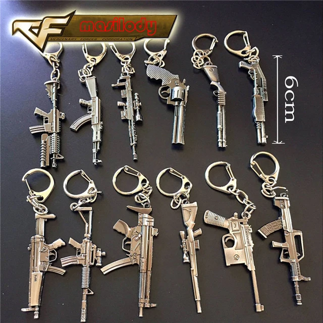 100pcs/Lot CSGO Gun Keychain AK47 Guns Key Chain M4A1 Gun Keyring CF
