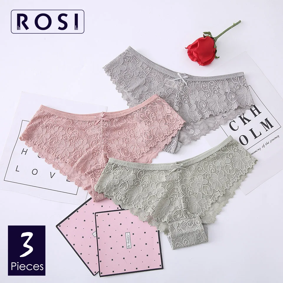 

Hot Sale Seamless Lace G String Thong Briefs Female Underwear For Women Cotton Panties Transparent Sexy Lingerie Pants 3pcs ROSI