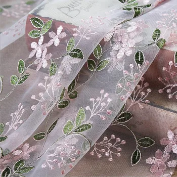 

1 yards flowers and leaves decoration tulle lace fabric wide 125cm