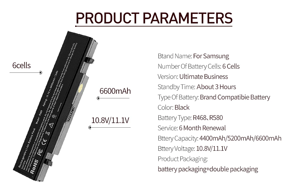 11,1 v RV520 Батарея для samsung AA-PB9NC6B AA PB9NC6B NP300E5C AA PB9NS6B pb9nc6 R522 R538 R580 R620 R718 R719 R720 R780 RF511