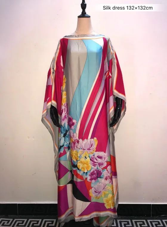 Популярные европейские печатные женские шелковые платья maix размер 132 см x 132 см летние пляжные женские платья африканская одежда - Цвет: as picture