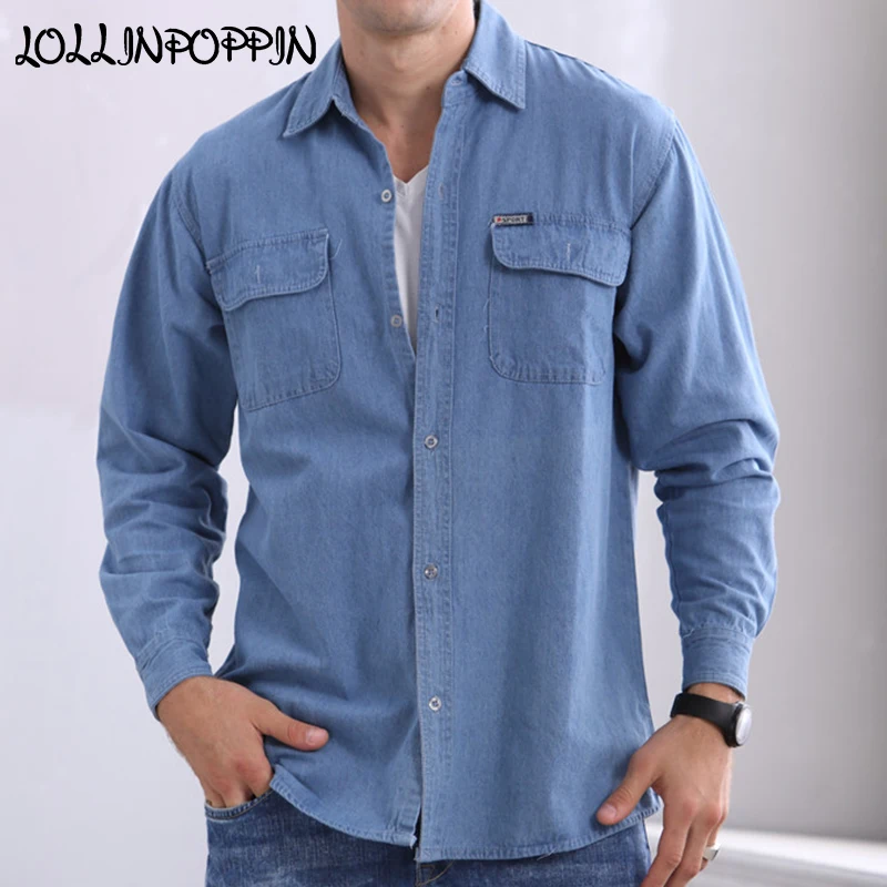 Buy Mens Blue Denim Shirt With Chest Flap Pockets New