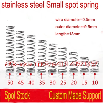 

50pcs 0.5*9.5*18mm 0.5mm wire stainless steel Small spot spring compression spring pressure spring