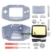 Прозрачный фиолетовый полный корпус кнопки из ракушек с экраном Лен для Gameboy Advance-GBA003