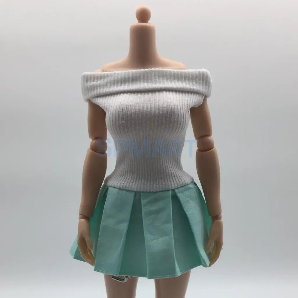 1/6 Scale Off Shoulder Flared Pleated Dress and Briefs Set for 12 INCH Action Figure    Kumik Cy Girls Accessories