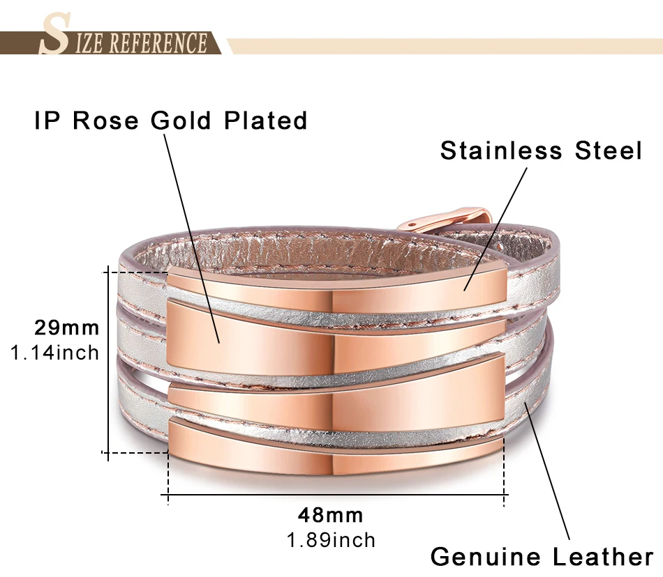 ZINDOV, браслеты из натуральной кожи, женские, розовое золото, нержавеющая сталь, обёрточная бумага, браслеты, широкие, высокое качество, женские трендовые ювелирные изделия