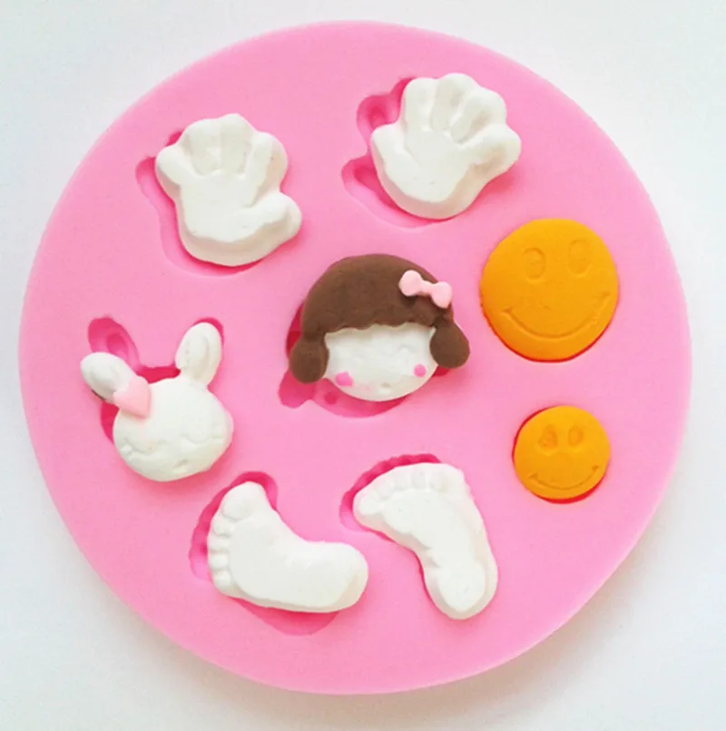 Design 587 Cartoon Gril, Rabbit, Foot &Palm Silicone Mold,Sugar Mold