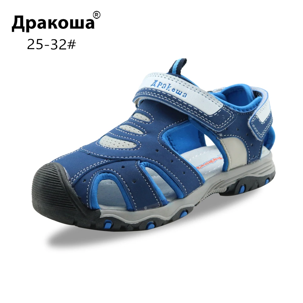 

Apakowa Little Boys Closed Toe Summer Sports Gladiator Sandals Kids Quick Drying Hook and Loop Pool Beach Walking Shoes for Boys