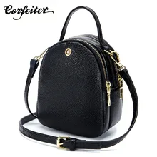 Corfeiter Сумки из натуральной кожи женские маленькие сумки через плечо женские классические сумки с двойной молнией 33
