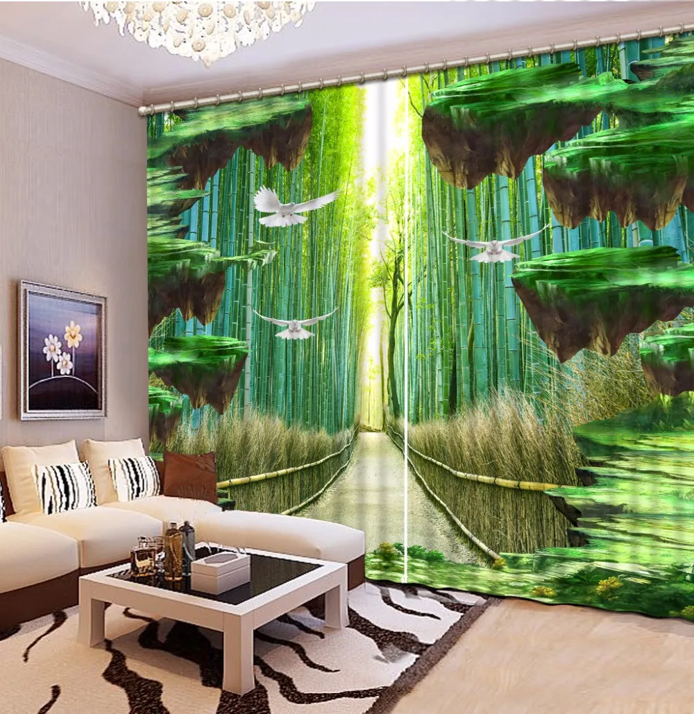 

The Living Room Bedroom Curtains Blackout Curtains Modern Bamboo Printing Window Curtain Polyester/Cotton For Curtains