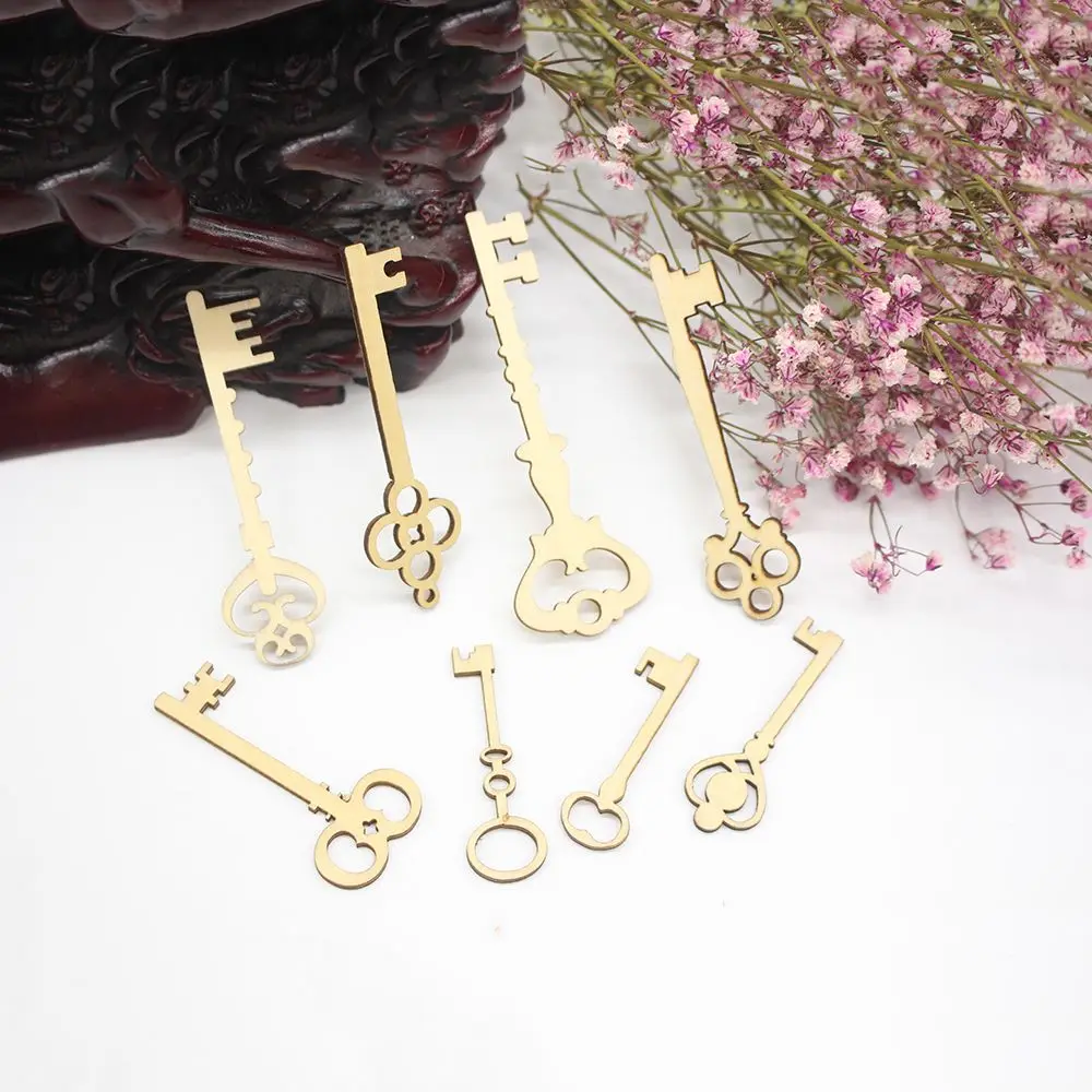 8Pcs/set New Handmade Key Ornament Embellishment Scrapbooking Card Wooden Craft DIY Decoration Wall Decoration Nice Gift