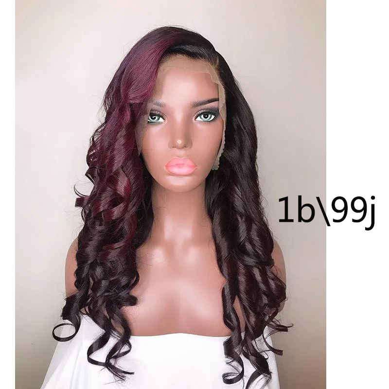 Dreaming Brazilian Lace Front Human Hair Wigs With Baby Hair Pre Plucked For Black Women Remy Hair Ombre Blonde Colored Wavy Wig - Цвет волос: 1b 99j