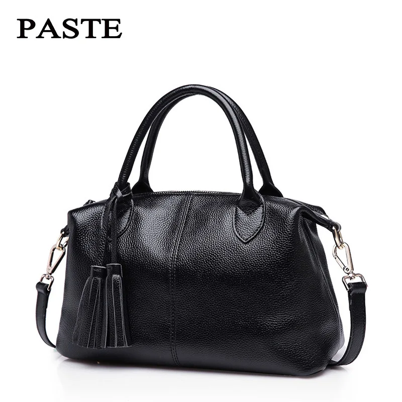 Новинка, женская кожаная сумка через плечо, повседневные сумки, маленькая сумка-мессенджер, модная натуральная кожа - Цвет: black