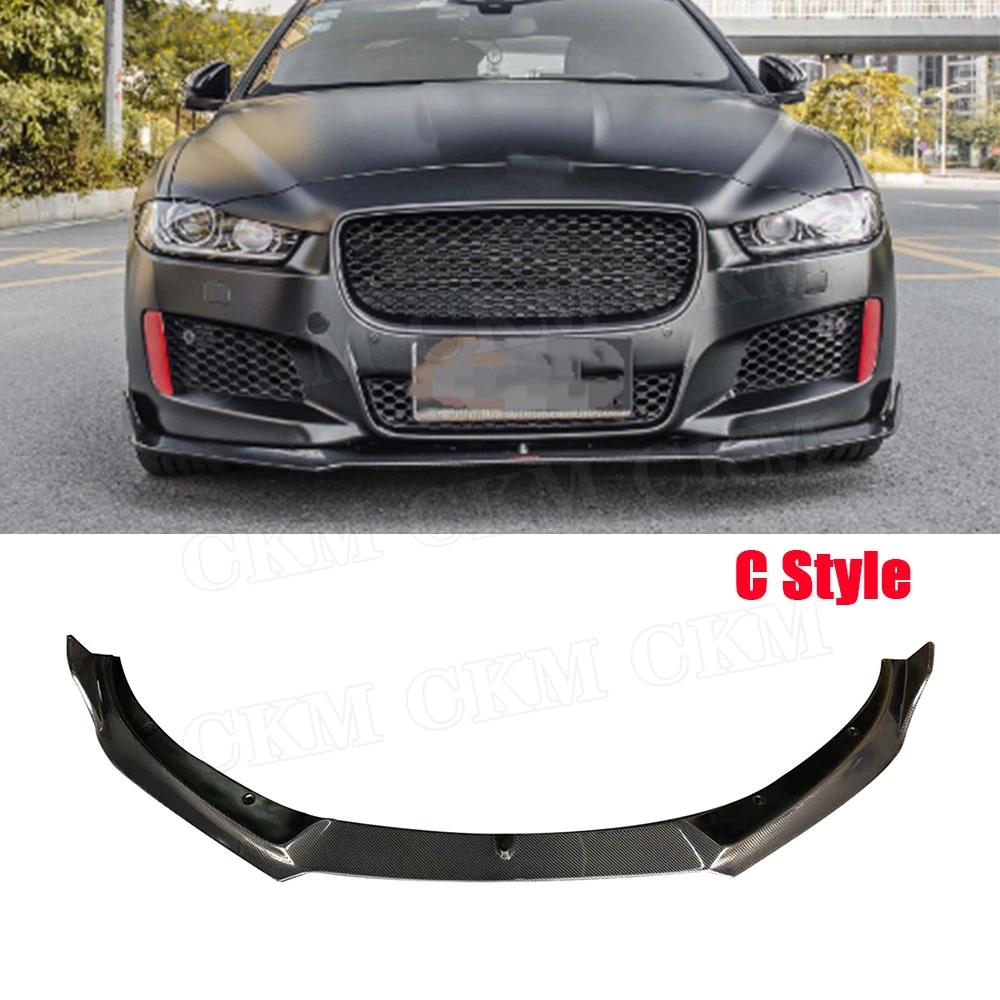 Передний спойлер для губ из углеродного волокна Jaguar XE Sedan 4 Door 2015 2016 2017 2018 C Style
