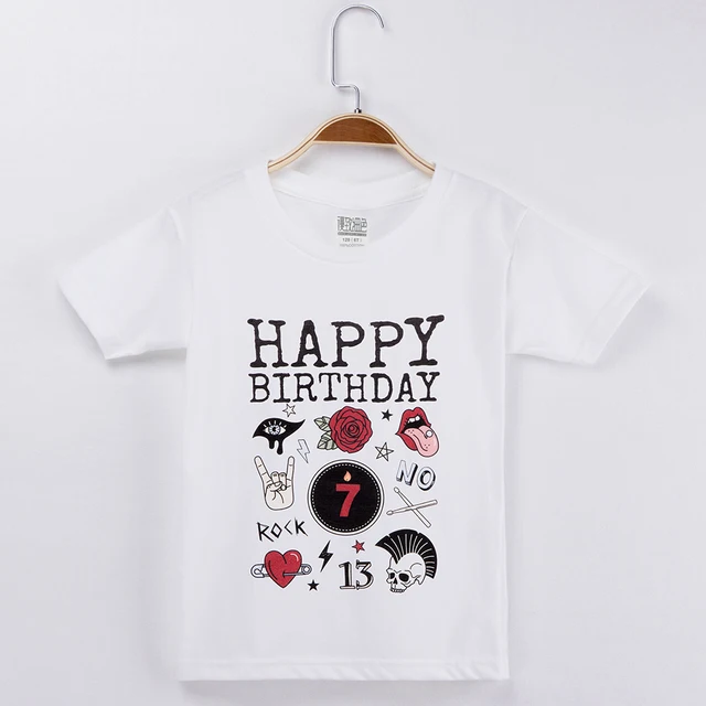 2019 Happy Birthday Kids Clothes Rock And Roll T shirt For Child 100