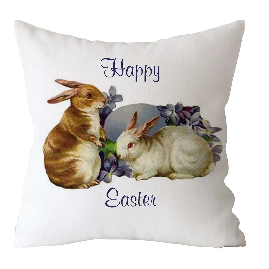 Счастливые пасхальные яйца кролик чехол для подушки декоративный чехол на подушки для дивана мягкий чехол для подушки 45x45 см домашний декор