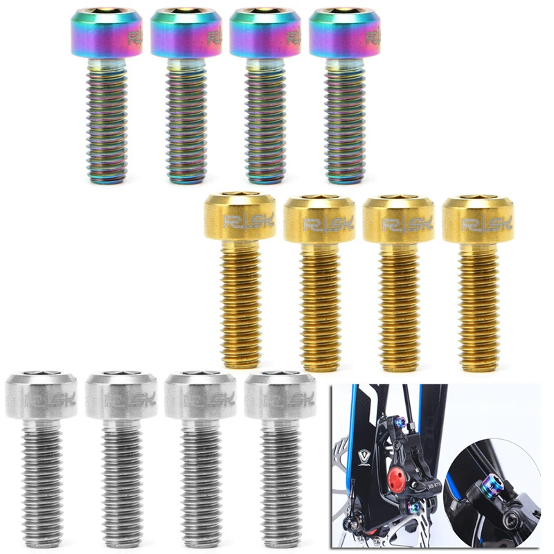 

4Pcs M6x18mm Disc Brake Bolt Clamp Titanium Alloy Mountain Bike Bicycle Screw F10 W20