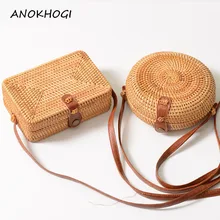 Новая модная круглая соломенная сумка, женские сумки ручной работы, Ретро Тканые сумки из ротанга, Пляжная белая черная винтажная женская сумка B03