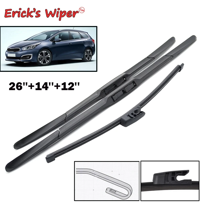 Erick's Wiper Front & Rear Wiper Blades Set Kit For KIA Cee'd Ceed 2012