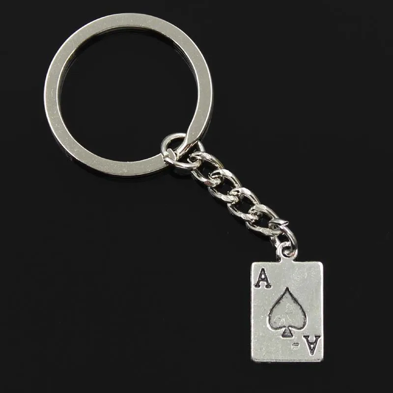 new fashion men 30mm keychain DIY metal holder chain vintage ace of
