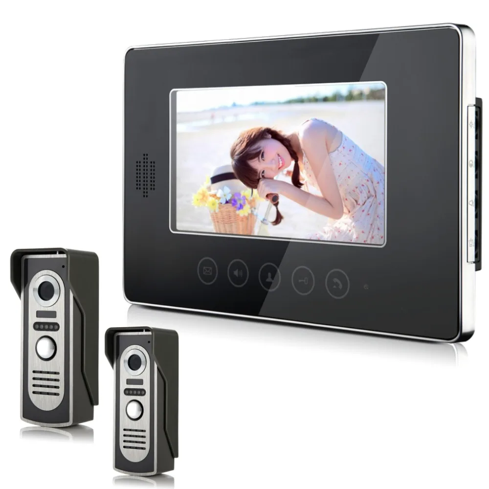

Touch 7" Screen Keypad Video Door Phone Intercom Systems Commercial Office Video Entry Two Monitor with One Indoor Monitor