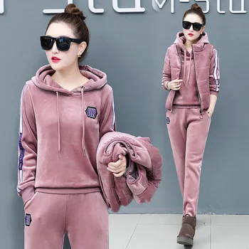 

Sportswear suit female winter 2018 new Korean fashion loose ladies thin casual sweater three sets of tide