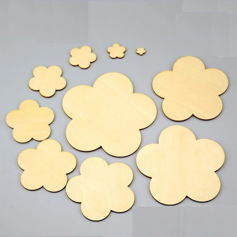 

10Pcs 10-200mm Blank Round Corner Square Wooden Pieces Unfinished Unpainted Wood Sheets for Wood DIY Craft Carving Modeling