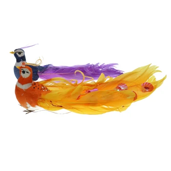

2pcs Artificial Feathered Birds Colorful Bird Figurine Beautiful Home Garden Art Decor Yard Lawn Ornament
