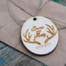 Пользовательские сохранить дату деревянный рога подарок для свадьбы дня рождения ярлыки для поддержки свадебный душ подарки на вечеринку, помолвку пригласительные карточки